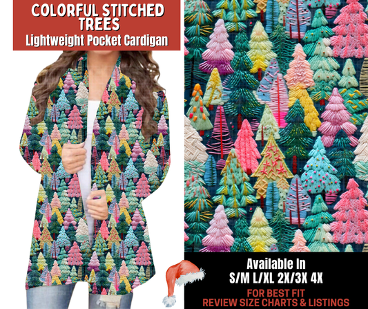 Preorder! Closes 9/24. ETA Dec. Colorful Stitched Trees Pocket Cardigan