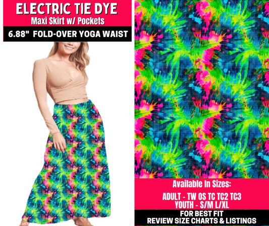 Preorder! Closes 10/23. ETA Jan. Electric Tie Dye Maxi Skirt