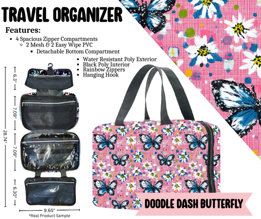Preorder! Closes 3/30. ETA June. Doodle Dash Butterfly Travel Organizer