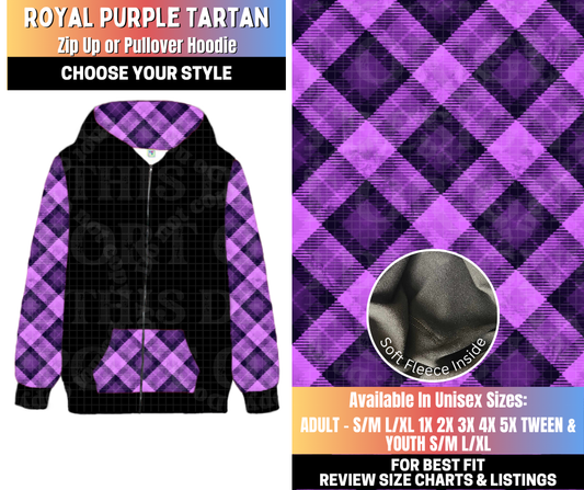 Preorder! Closes 10/15. ETA Jan. Royal Purple Tartan Zip-Up or Pullover Hoodie