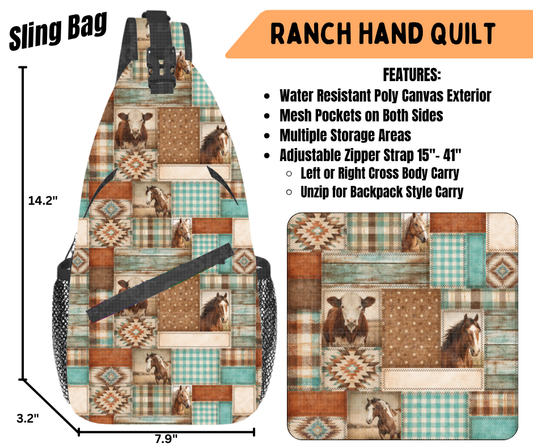 Preorder! Closes 6/22. ETA Sept. Ranch Hand Quilt Sling Bag