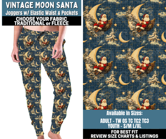 Preorder! Closes 10/13. ETA Jan. Vintage Moon Santa Joggers Choose Fleece or Traditional