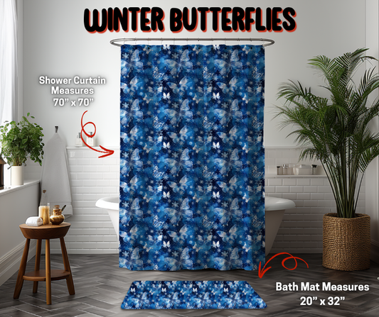 Preorder! Closes 9/8. ETA Dec. Winter Butterflies Custom Shower Curtain and/or Bath Mat
