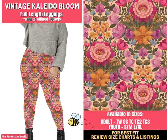 Preorder! Closes 1/28. ETA April. Vintage Kaleido Bloom Full Length Leggings w/wo Pockets