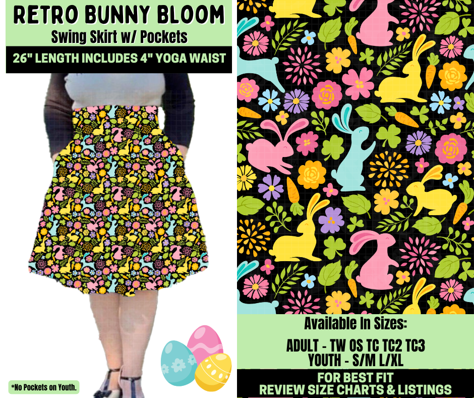 Preorder! Closes 1/19. ETA April. Retro Bunny Bloom Swing Skirt