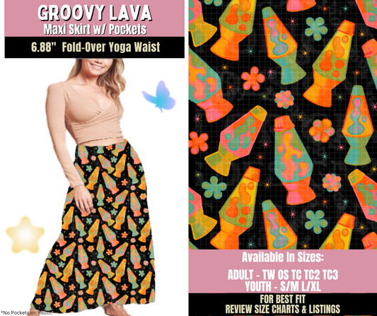 Preorder! Closes 9/25. ETA Dec. Groovy Lava Maxi Skirt