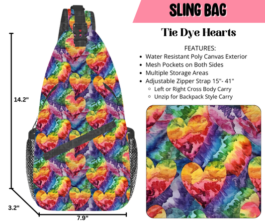 Preorder! Closes 9/17. ETA Dec. Tie Dye Hearts Sling Bag