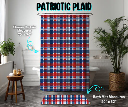 Preorder! Closes 3/26. ETA June. Patriotic Plaid Custom Shower Curtain and/or Bath Mat