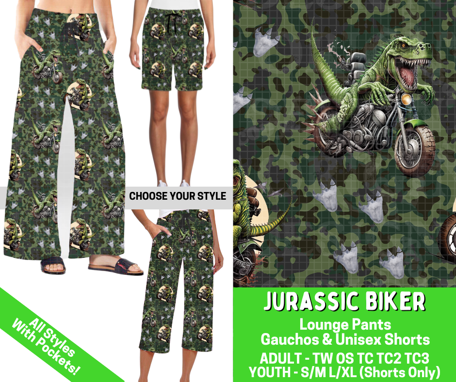 Preorder! Closes 2/25. ETA May. Jurassic Biker Combo Lounge Lengths