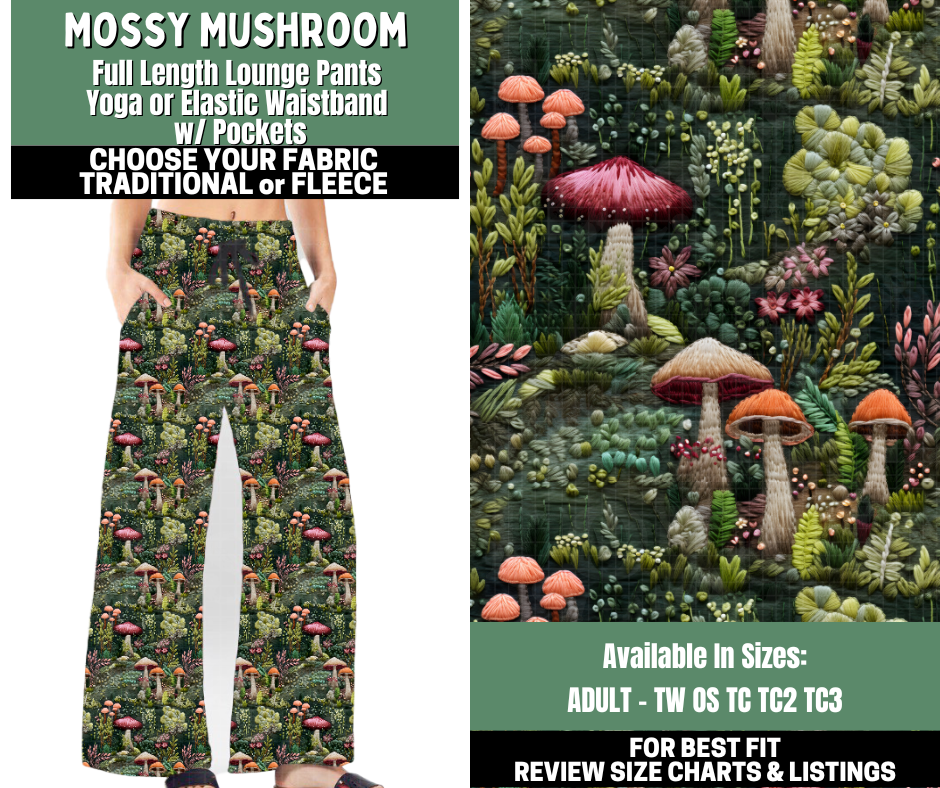 Preorder! Closes 12/4. ETA Feb. Mossy Mushroom Lounge Pants Choose Fleece or Traditional
