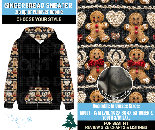 Preorder! Closes 8/28. ETA Nov. Gingerbread Sweater Zip-Up or Pullover Hoodie