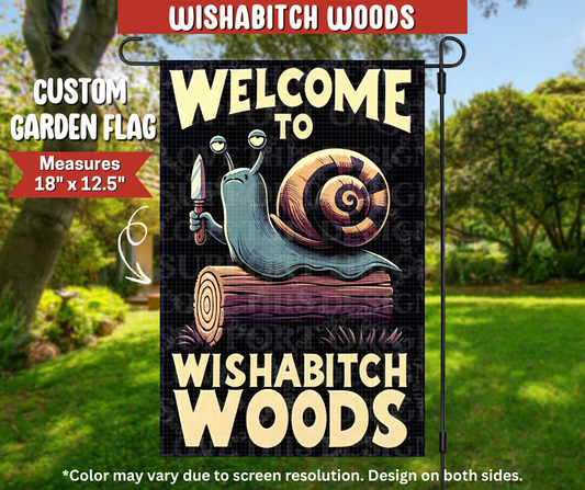 Preorder! Closes 9/22. ETA Dec. Wishabitch Woods Garden Flag