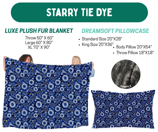Preorder! Closes 10/12. ETA Jan. Starry Tie Dye Luxe Plush Fur Blanket and/or DreamSoft Pillowcase