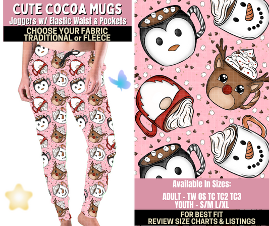 Preorder! Closes 9/25. ETA Dec. Cute Cocoa Mugs Joggers Choose Fleece or Traditional