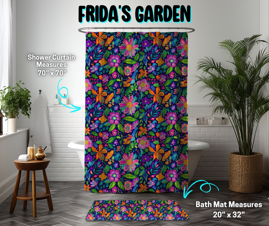 Preorder! Closes 3/26. ETA June. Frida's Garden Custom Shower Curtain and/or Bath Mat