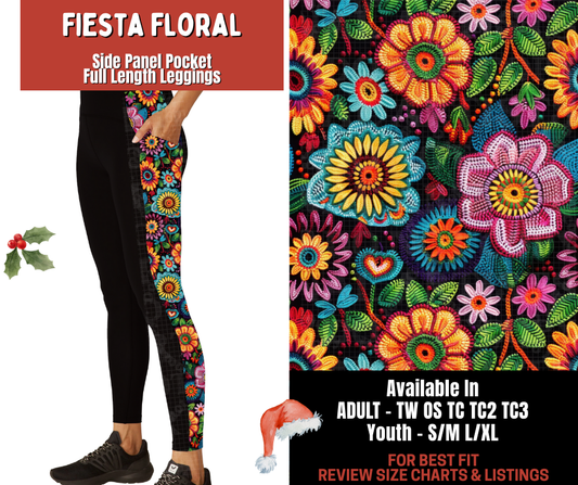 Preorder! Closes 9/24. ETA Dec. Fiesta Floral Side Panel Pocket Full Length Leggings