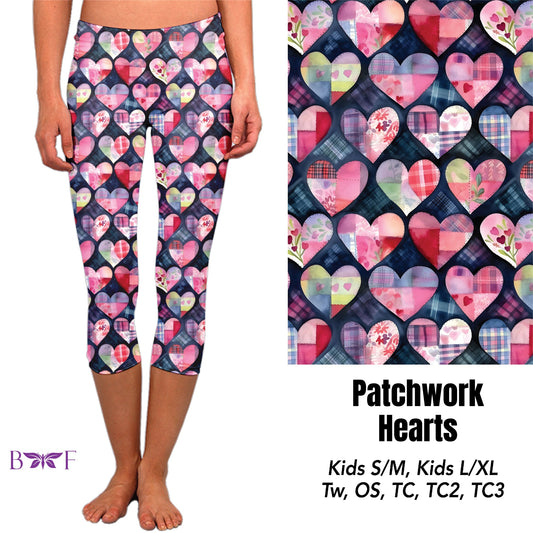 Patchwork hearts leggings and capris with pockets