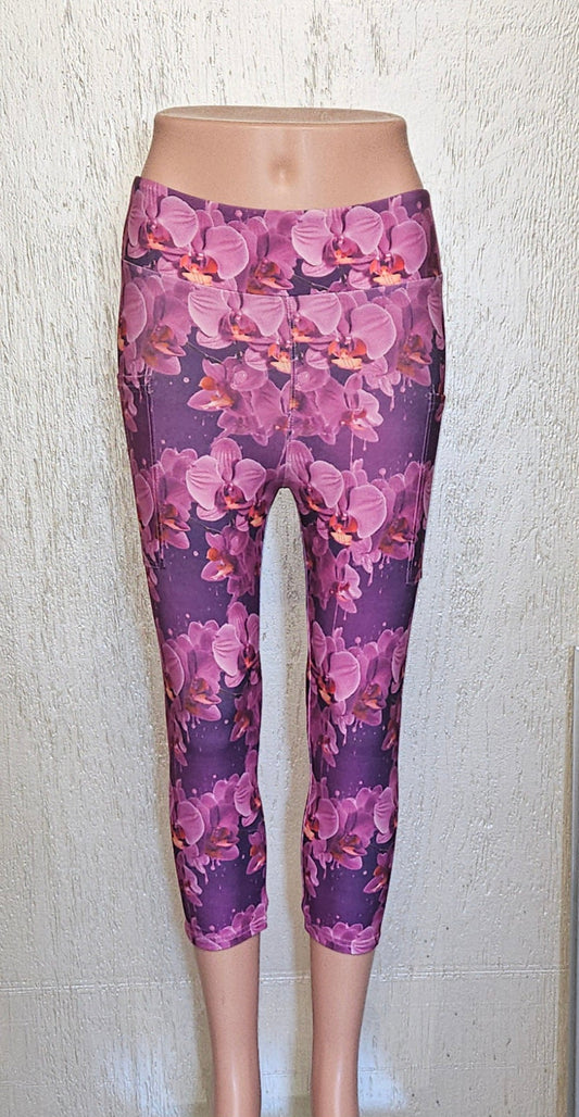 Purple Flower capris and skorts with pockets