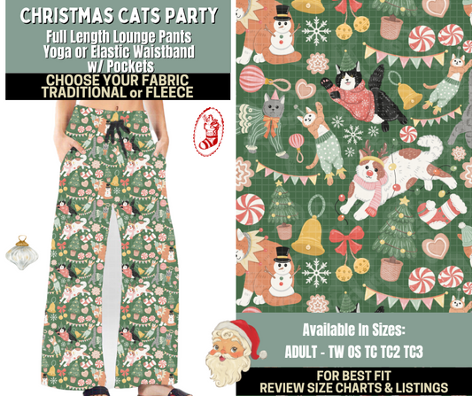 Preorder! Closes 9/15. ETA Dec. Christmas Cats Party Lounge Pants Choose Fleece or Traditional