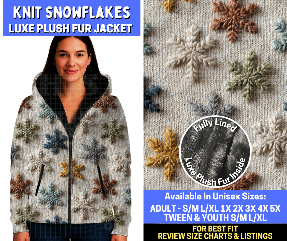 Preorder! Closes 10/20. ETA Jan. Knit Snowflakes Luxe Fur Jacket