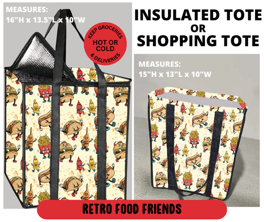 Preorder! Closes 3/23. ETA June. Retro Food Friends Shopping & Insulated Tote