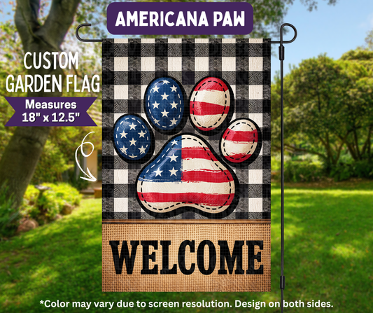 Preorder! Closes 11/9. ETA Feb. Americana Paw Garden Flag