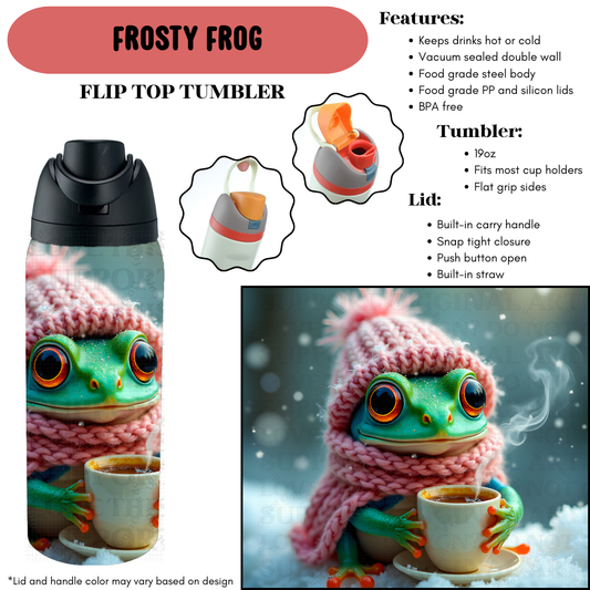 Preorder! Closes 9/18. ETA Dec. Frosty Frog Flip Top Tumbler