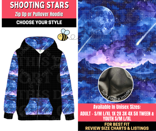 Preorder! Closes 1/28. ETA April. Shooting Stars Zip-Up or Pullover Hoodie