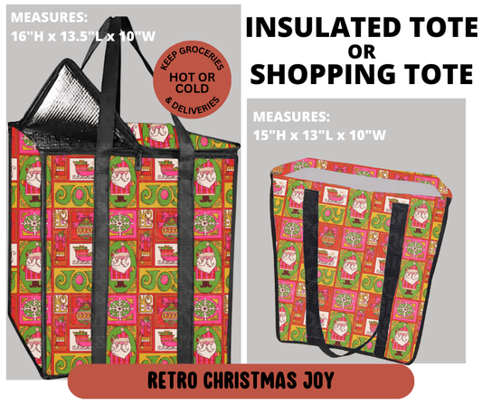 Preorder! Closes 9/11. ETA Dec. Retro Christmas Joy Shopping & Insulated Tote