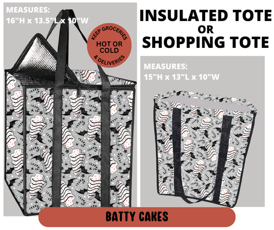 Preorder! Closes 9/11. ETA Dec. Batty Cakes Shopping & Insulated Tote