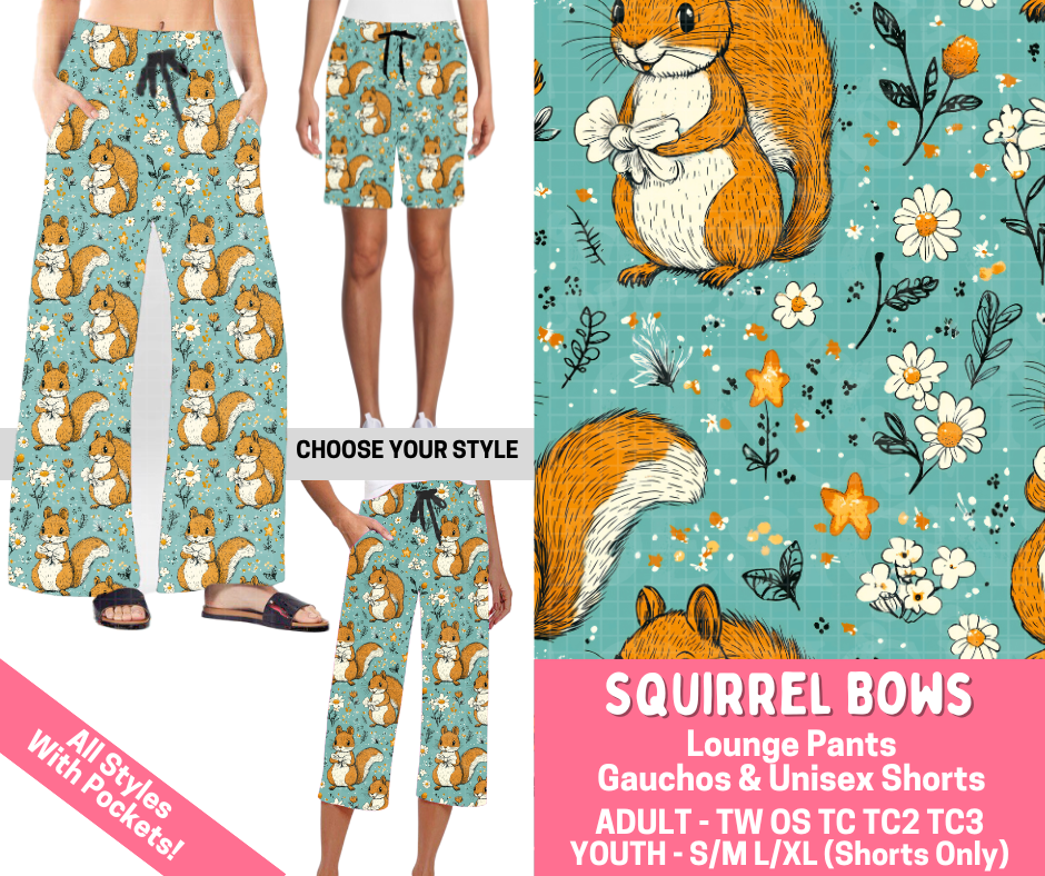 Preorder! Closes 2/16. ETA May. Squirrel Bows Combo Lounge Lengths