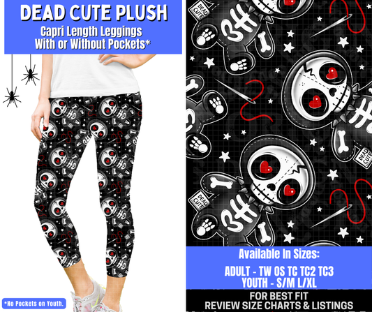 Preorder! Closes 1/26. ETA April. Dead Cute Plush Capri Length Leggings w/wo Pockets