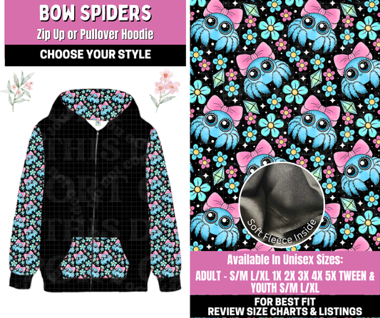 Preorder! Closes 1/12. ETA March. Bow Spiders Zip-Up or Pullover Hoodie