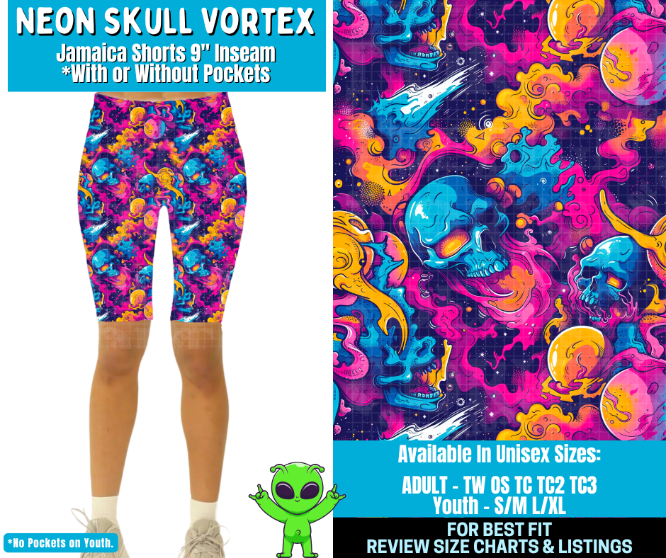 Preorder! Closes 2/11. ETA May. Neon Skull Vortex Combo Legging Lengths