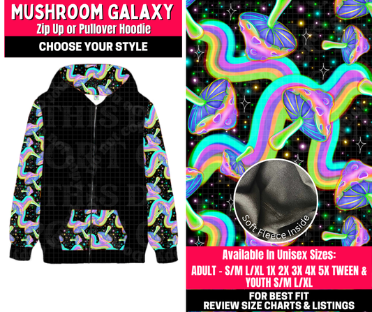 Preorder! Closes 10/23. ETA Jan. Mushroom Galaxy Zip-Up or Pullover Hoodie