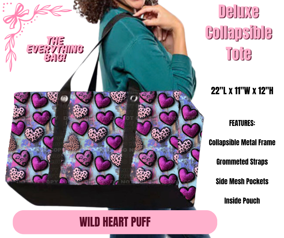 Preorder! Closes 11/27. ETA Feb. Wild Heart Puff Collapsible Tote