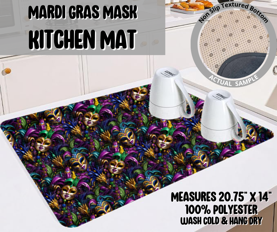 Preorder! Closes 11/26. ETA Feb. Mardi Gras Mask Kitchen Mat