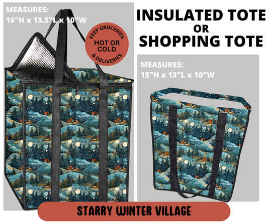 Preorder! Closes 9/11. ETA Dec. Starry Winter Village Shopping & Insulated Tote