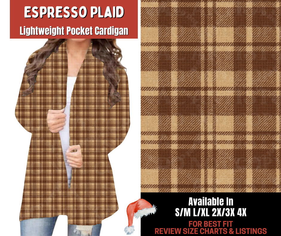 Preorder! Closes 9/24. ETA Dec. Espresso Plaid Pocket Cardigan