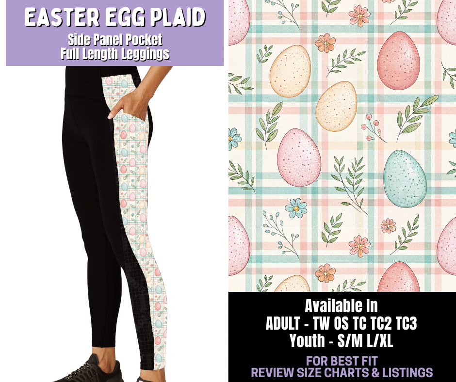 Preorder! Closes 1/22. ETA April. Easter Egg Plaid Side Panel Pocket Full Length Leggings
