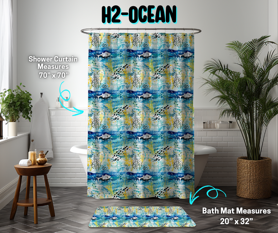 Preorder! Closes 3/26. ETA June. H2-Ocean Custom Shower Curtain and/or Bath Mat