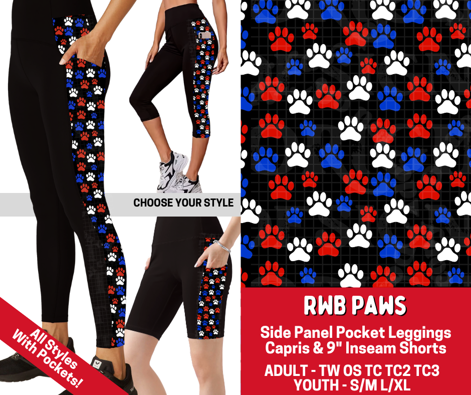 Preorder! Closes 3/19. ETA June. RWB Paws Combo Side Panel Legging Lengths