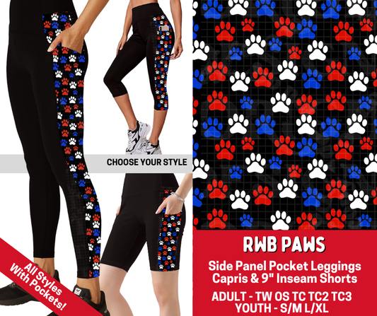 Preorder! Closes 3/19. ETA June. RWB Paws Combo Side Panel Legging Lengths