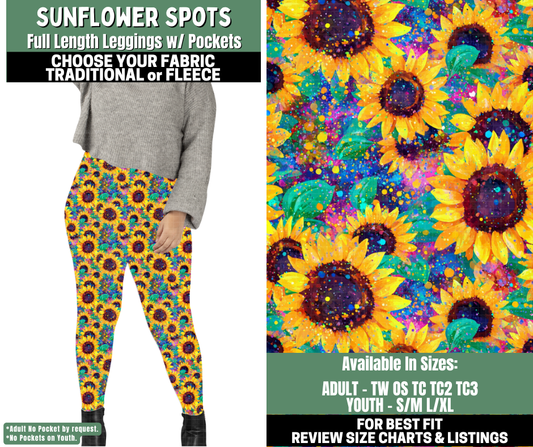 Preorder! Closes 12/4. ETA Feb. Sunflower Spots Leggings Choose Fleece or Traditional