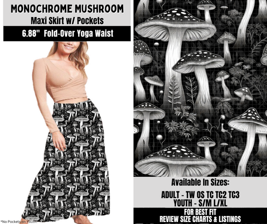 Preorder! Closes 10/6. ETA Dec. Monochrome Mushroom Maxi Skirt
