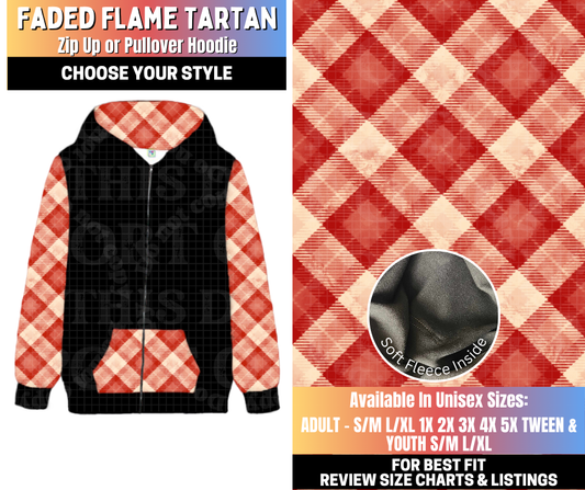 Preorder! Closes 10/15. ETA Jan. Faded Flame Tartan Zip-Up or Pullover Hoodie
