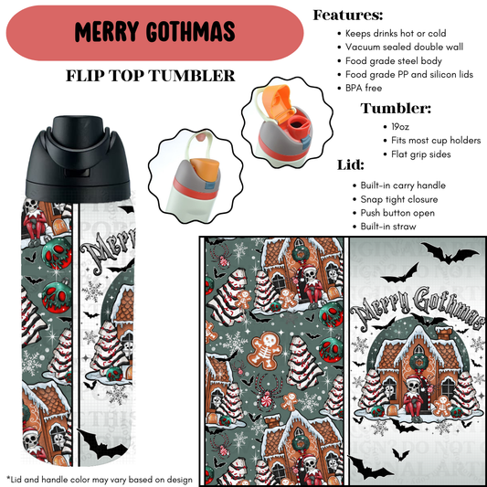 Preorder! Closes 9/18. ETA Dec. Merry Gothmas Cup Flip Top Tumbler