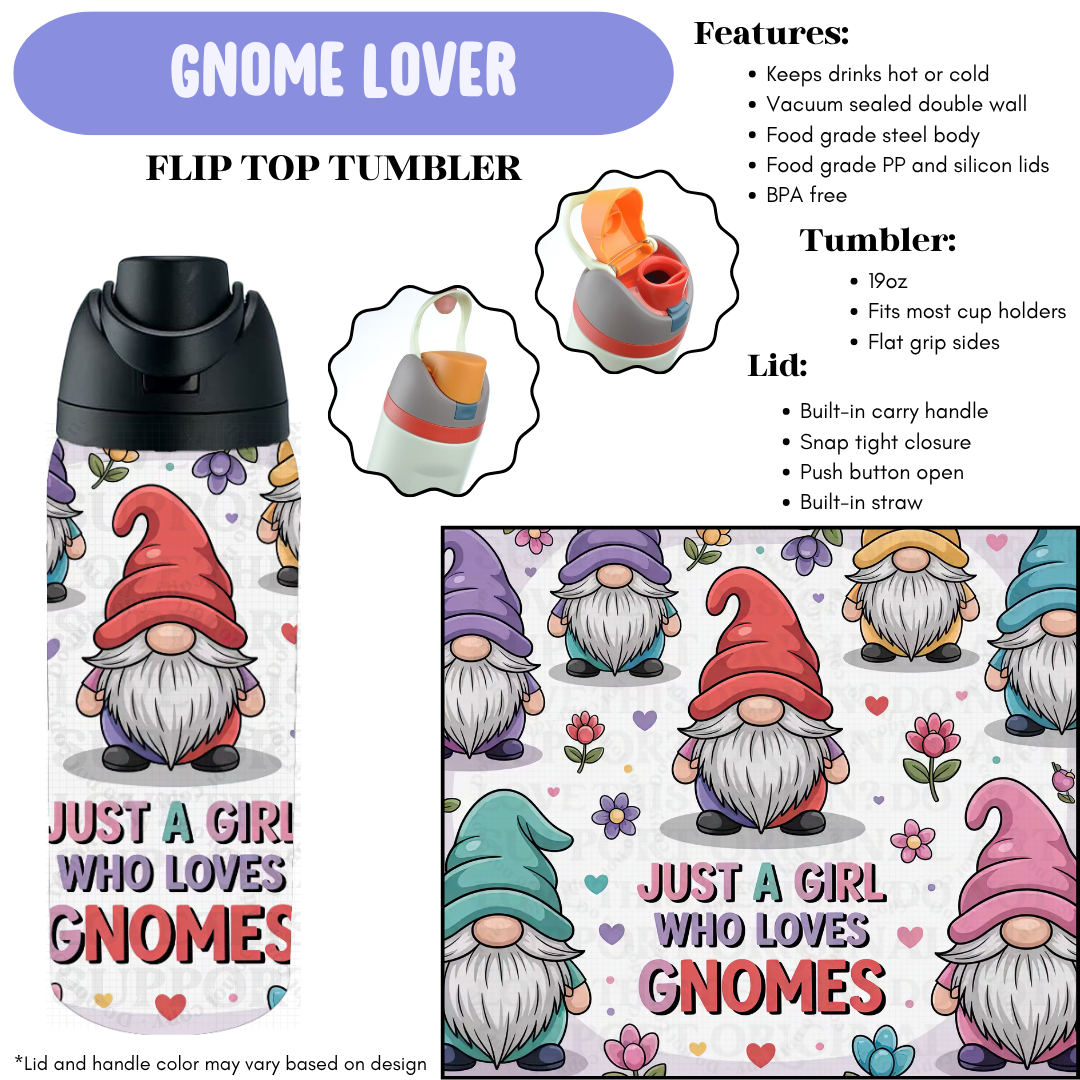 Preorder! Closes 12/11. ETA Feb. Gnome Lover Flip Top Tumbler