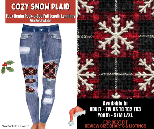Preorder! Closes 9/24. ETA Dec. Cozy Snow Plaid Full Length Faux Denim Peekaboo