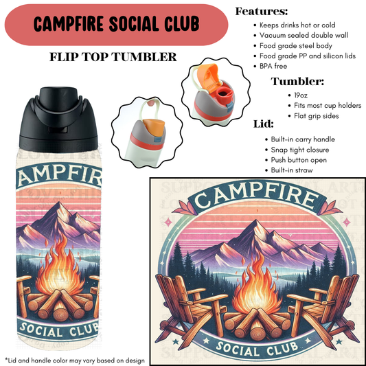 Preorder! Closes 9/18. ETA Dec. Campfire Social Club Flip Top Tumbler